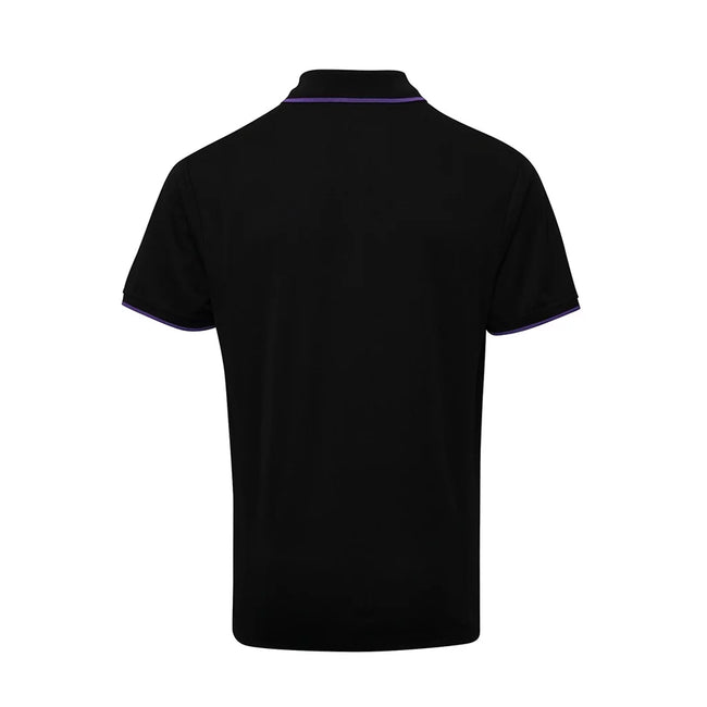 Black-Purple - Back - Premier Mens Coolchecker Contrast Pique Polo Shirt