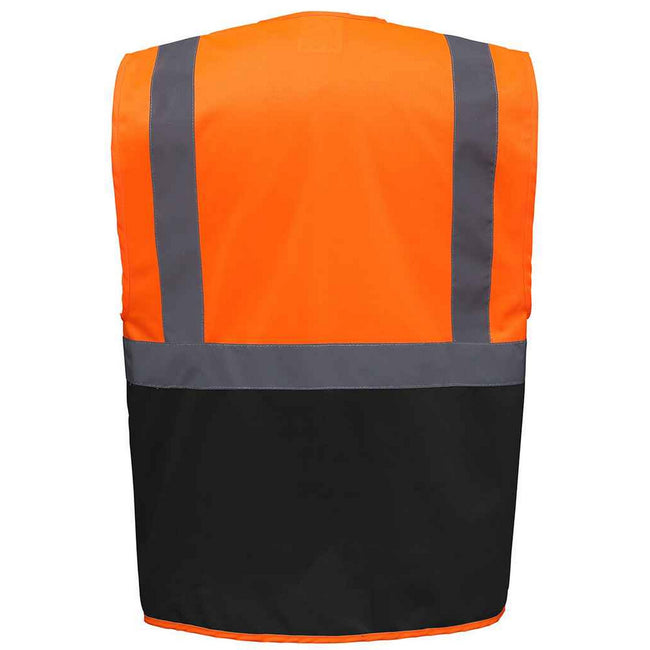 Orange-Black - Back - Yoko Unisex Adult Executive Hi-Vis Waistcoat