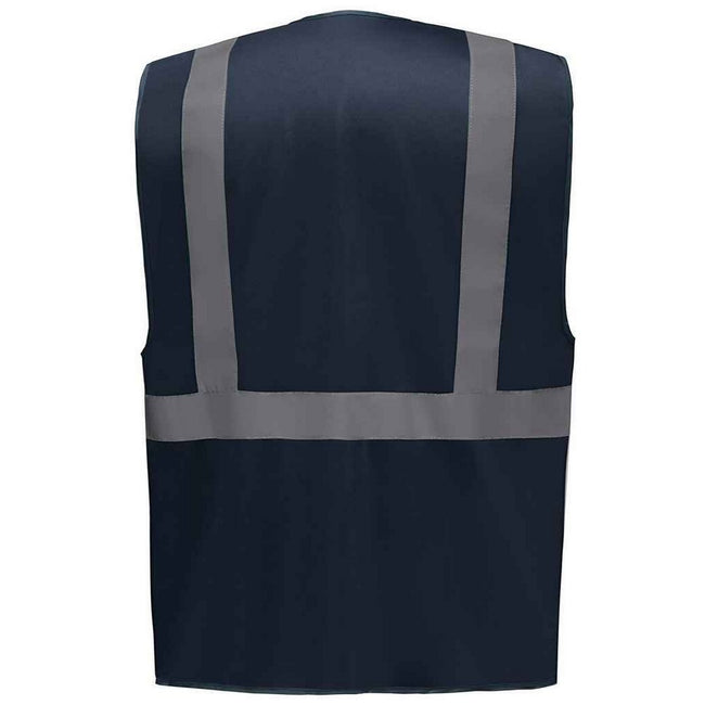 Navy - Back - Yoko Unisex Adult Executive Hi-Vis Waistcoat