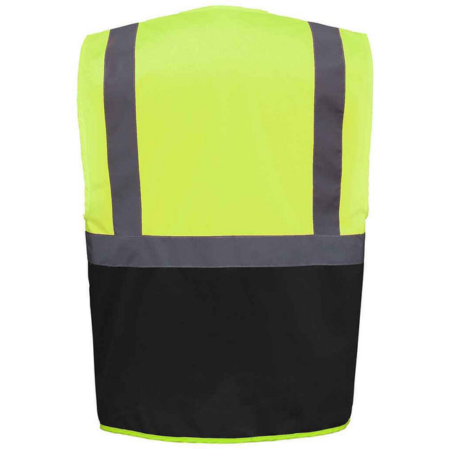 Yellow-Black - Back - Yoko Unisex Adult Executive Hi-Vis Waistcoat
