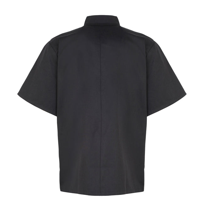Black - Back - Premier Unisex Adult Stud Front Short-Sleeved Chef Jacket