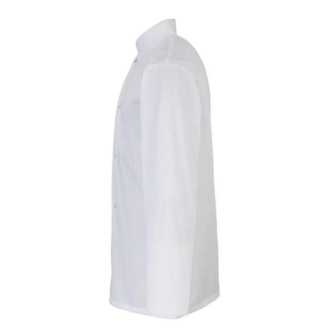 White - Side - Premier Unisex Adult Stud Front Long-Sleeved Chef Jacket