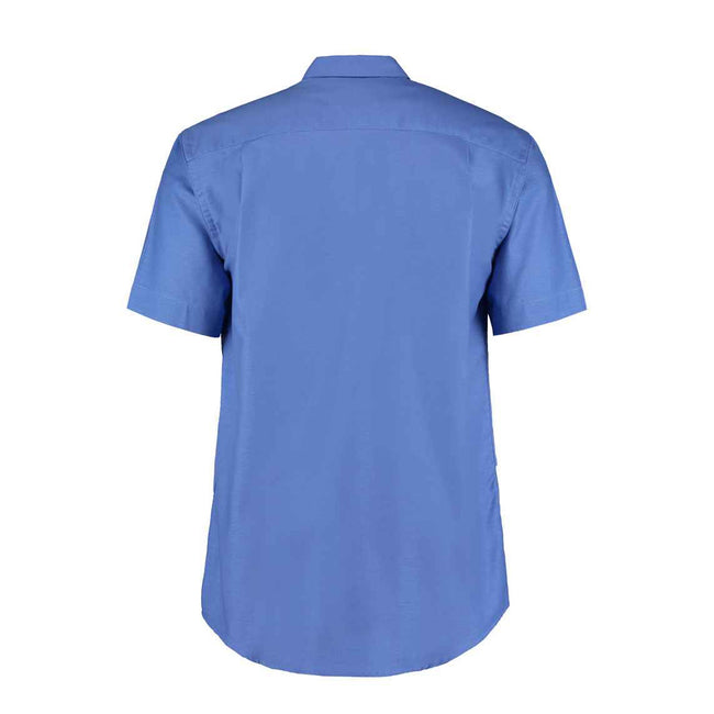 Italian Blue - Back - Kustom Kit Mens Workwear Oxford Classic Short-Sleeved Shirt