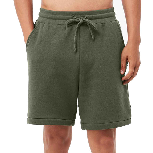 Military Green - Side - Bella + Canvas Unisex Adult Sponge Fleece Sweat Shorts