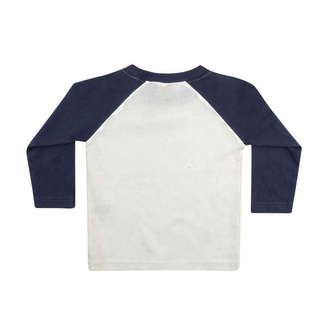 White-Navy - Back - Larkwood Childrens-Kids Long-Sleeved Baseball T-Shirt