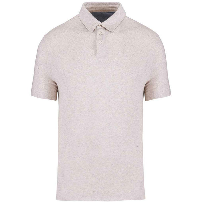 Cream Heather - Front - Native Spirit Unisex Adult Recycled Polo Shirt