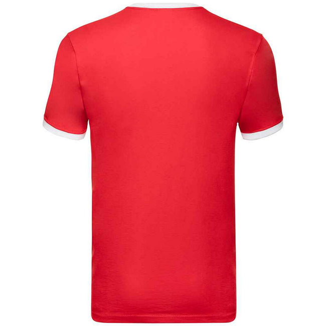 Red-White - Back - Fruit of the Loom Mens Ringer Contrast T-Shirt