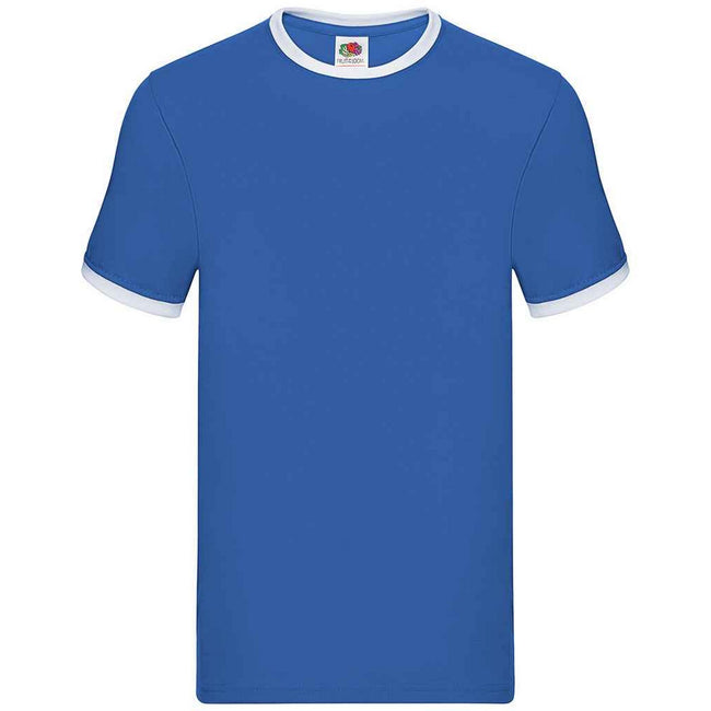 Royal Blue-White - Front - Fruit of the Loom Mens Ringer Contrast T-Shirt