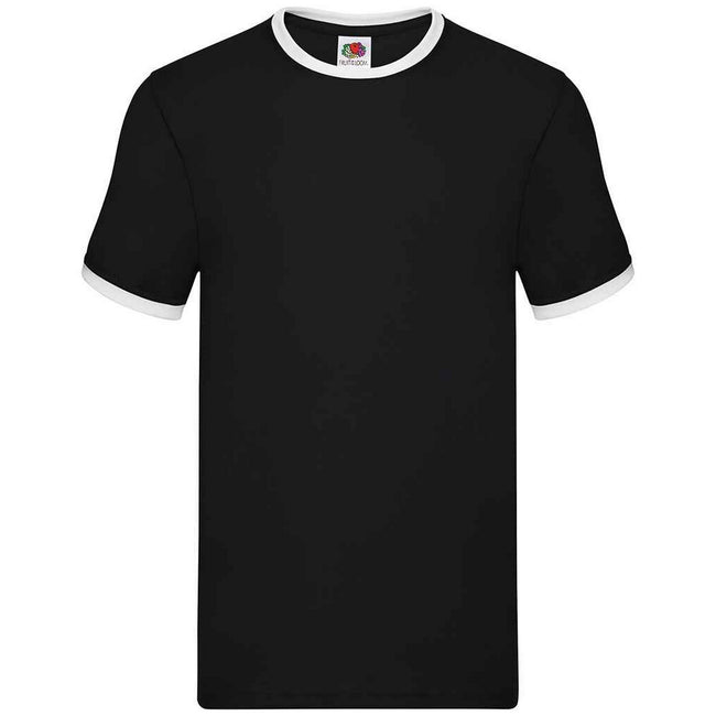 Black-White - Front - Fruit of the Loom Mens Ringer Contrast T-Shirt