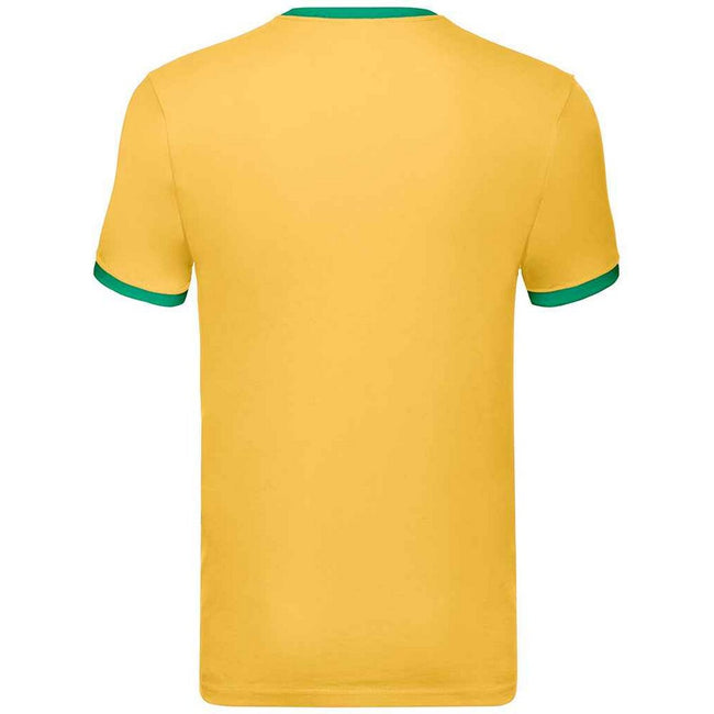 Sunflower-Kelly Green - Back - Fruit of the Loom Mens Ringer Contrast T-Shirt
