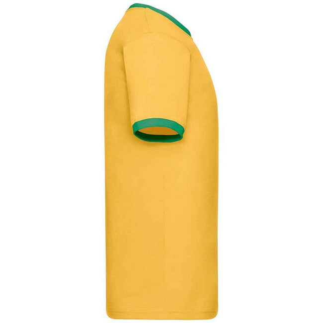 Sunflower-Kelly Green - Side - Fruit of the Loom Mens Ringer Contrast T-Shirt