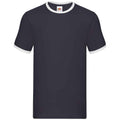 Navy-White - Front - Fruit of the Loom Mens Ringer Contrast T-Shirt