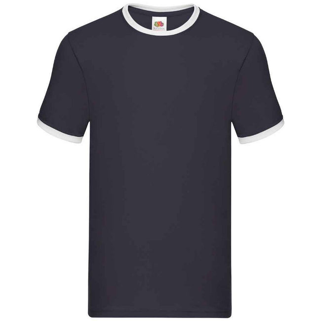 Navy-White - Front - Fruit of the Loom Mens Ringer Contrast T-Shirt
