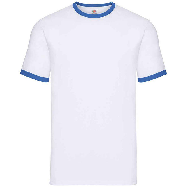 White-Royal Blue - Front - Fruit of the Loom Mens Ringer Contrast T-Shirt