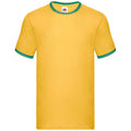 Sunflower-Kelly Green - Front - Fruit of the Loom Mens Ringer Contrast T-Shirt
