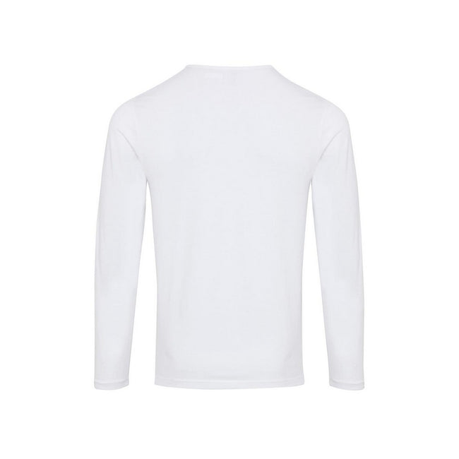 White - Back - Premier Mens Long John Roll Sleeve T-Shirt