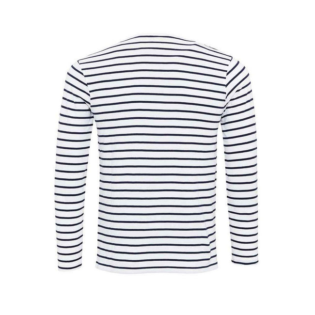 White-Navy - Back - Premier Mens Long John Roll Sleeve T-Shirt