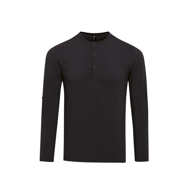 Black - Front - Premier Mens Long John Roll Sleeve T-Shirt