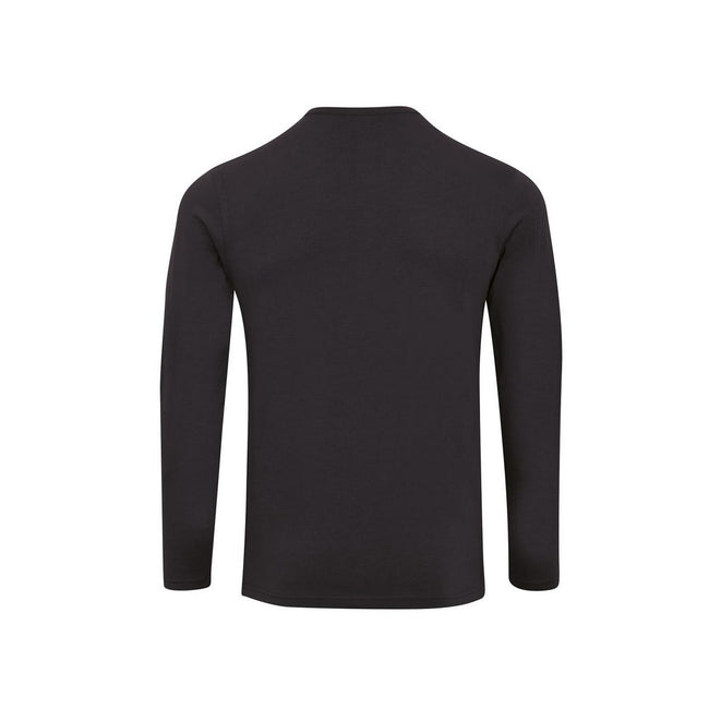 Black - Back - Premier Mens Long John Roll Sleeve T-Shirt