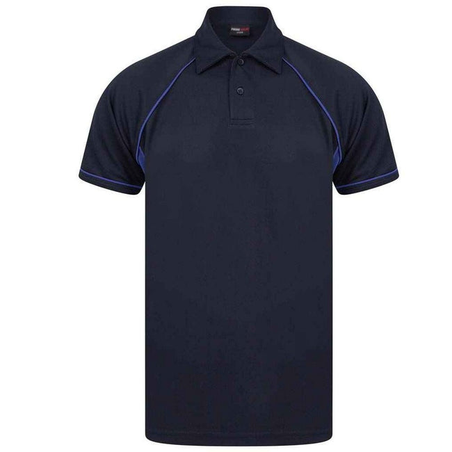 Navy-Royal Blue - Front - Finden & Hales Childrens-Kids Performance Contrast Piping Polo Shirt