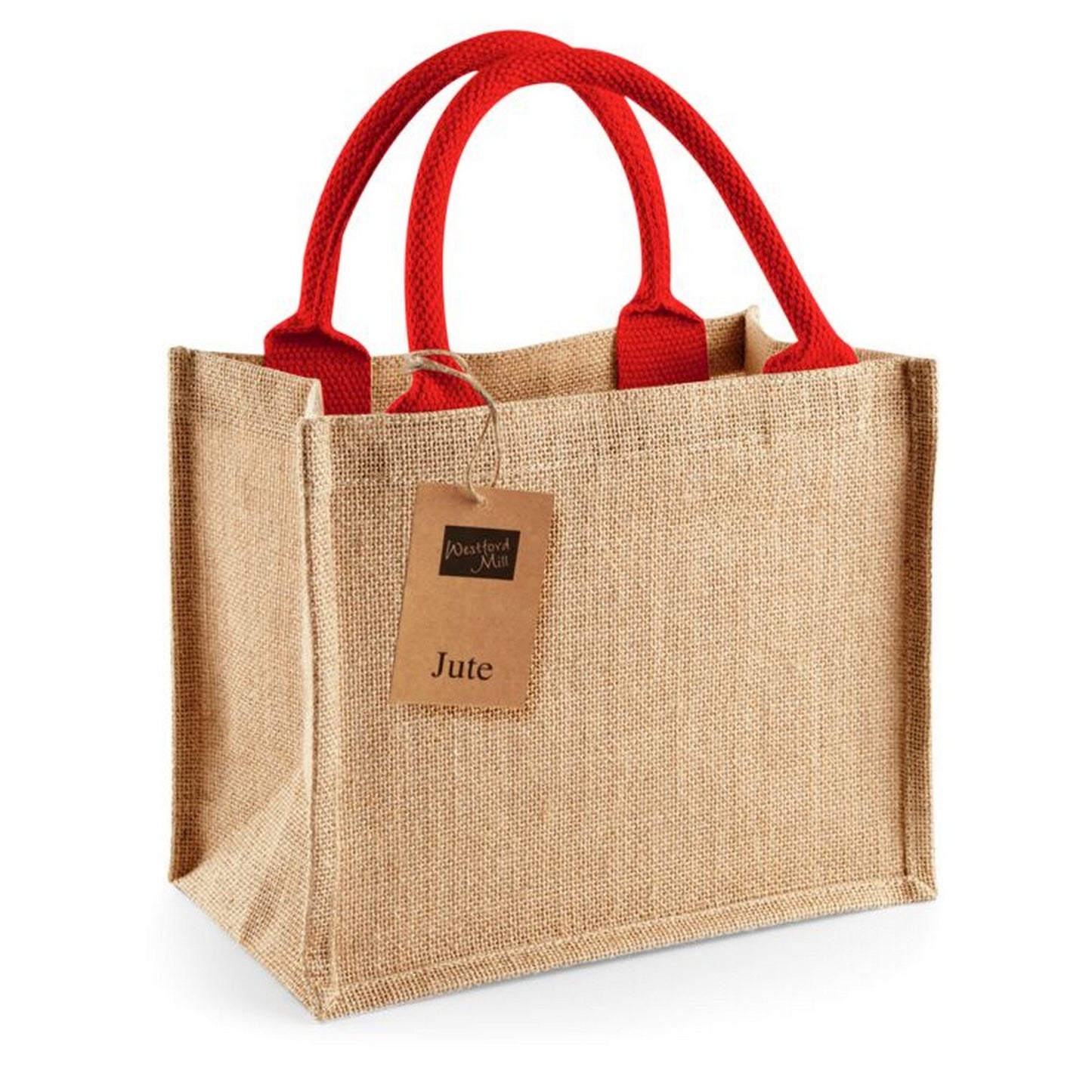 Natural-Bright Red - Back - Westford Mill Jute Mini Gift Bag