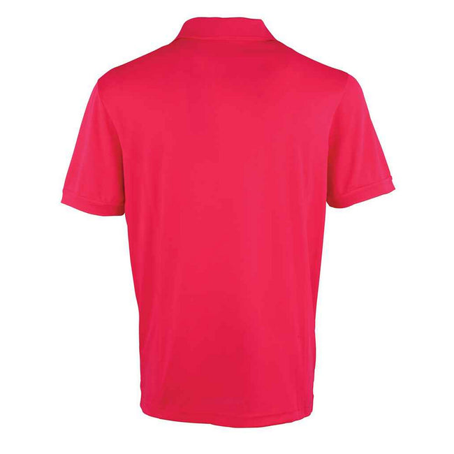 Hot Pink - Back - Premier Mens Coolchecker Pique Polo Shirt