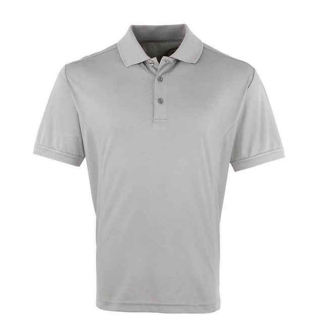 Silver - Front - Premier Mens Coolchecker Pique Polo Shirt