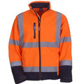 Orange-Navy - Front - Yoko Unisex Adult Hi-Vis Soft Shell Jacket