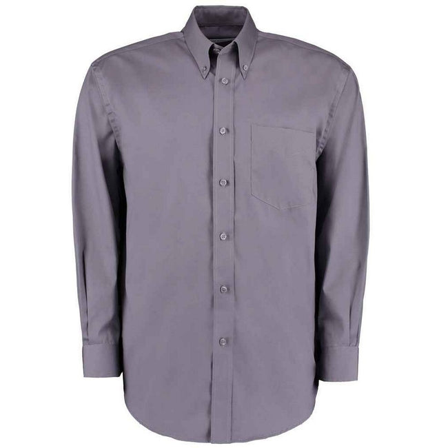 Charcoal - Front - Kustom Kit Mens Oxford Classic Long-Sleeved Shirt
