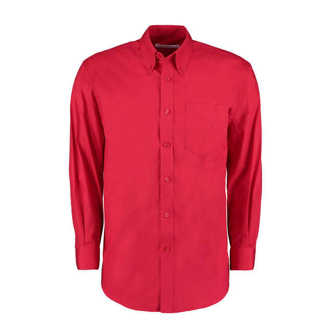 Red - Front - Kustom Kit Mens Oxford Classic Long-Sleeved Shirt