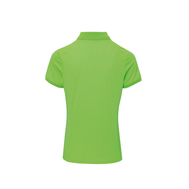 Neon Green - Back - Premier Womens-Ladies Coolchecker Pique Polo Shirt