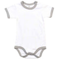 White-Heather Marl - Front - Babybugz Baby Ringer Bodysuit