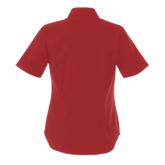 Burgundy - Back - Premier Womens-Ladies Poplin Short-Sleeved Blouse