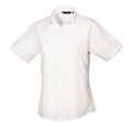 White - Front - Premier Womens-Ladies Poplin Short-Sleeved Blouse