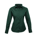 Bottle Green - Front - Premier Womens-Ladies Long-Sleeved Shirt