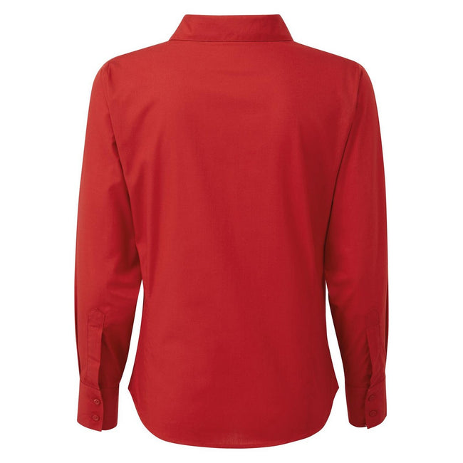 Red - Back - Premier Womens-Ladies Long-Sleeved Shirt