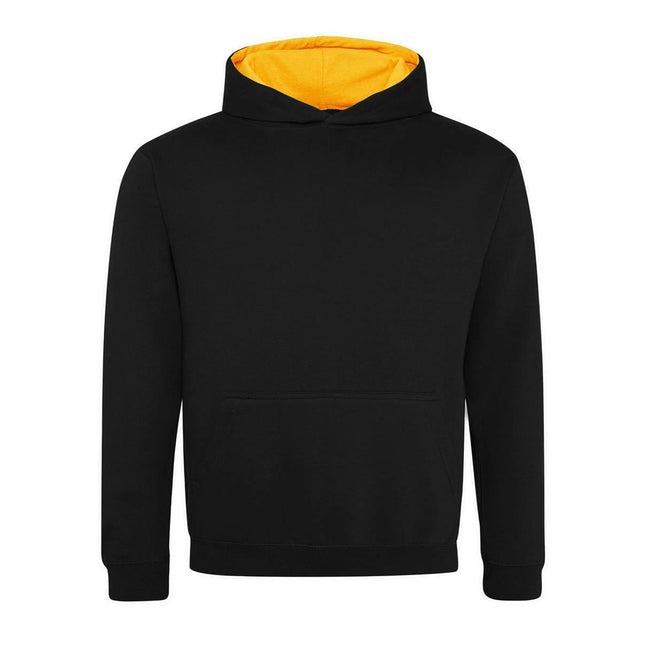 Jet Black-Gold - Front - Awdis Childrens-Kids Varsity Hoodie