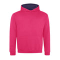 Hot Pink-French Navy - Front - Awdis Childrens-Kids Varsity Hoodie