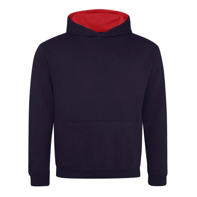 New French Navy-Fire Red - Front - Awdis Childrens-Kids Varsity Hoodie