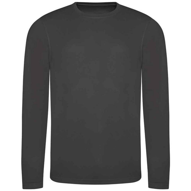 Charcoal - Front - AWDis Cool Mens Moisture Wicking Long-Sleeved T-Shirt