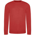 Fire Red - Front - AWDis Cool Mens Moisture Wicking Long-Sleeved T-Shirt