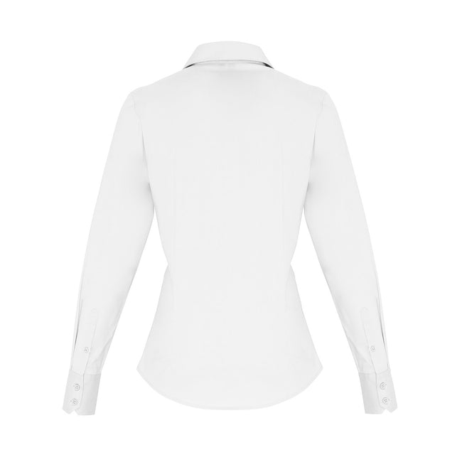 White - Back - Premier Womens-Ladies Poplin Stretch Long-Sleeved Shirt