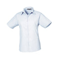 Light Blue - Front - Premier Womens-Ladies Poplin Short-Sleeved Blouse