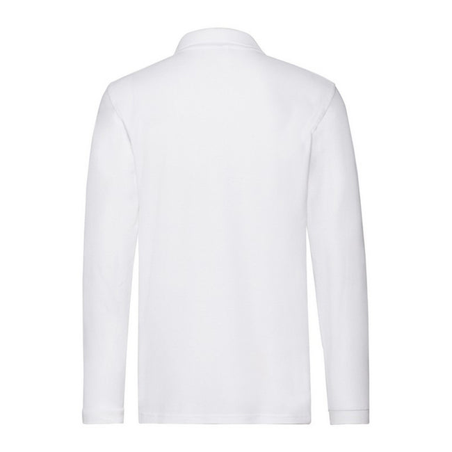 White - Back - Fruit of the Loom Mens Cotton Pique Long-Sleeved Polo Shirt