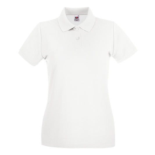 White - Front - Fruit of the Loom Womens-Ladies Cotton Pique Lady Fit Polo Shirt