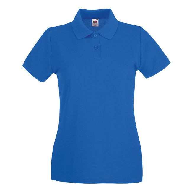Royal Blue - Front - Fruit of the Loom Womens-Ladies Premium Cotton Pique Lady Fit Polo Shirt