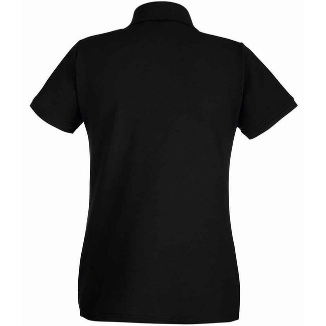 Black - Back - Fruit of the Loom Womens-Ladies Premium Cotton Pique Lady Fit Polo Shirt