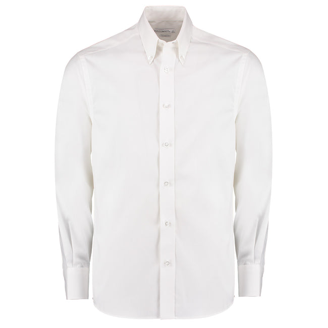 White - Front - Kustom Kit Mens Oxford Tailored Long-Sleeved Shirt