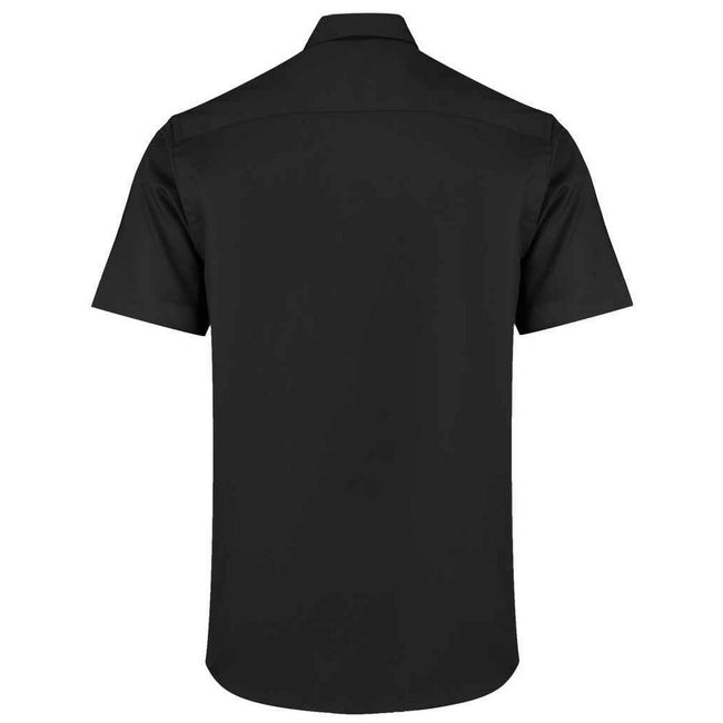 Black - Back - Kustom Kit Mens Premium Oxford Tailored Short-Sleeved Shirt