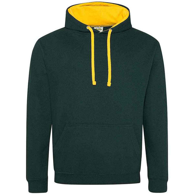 Forest Green-Gold - Front - Awdis Womens-Ladies Varsity Hoodie